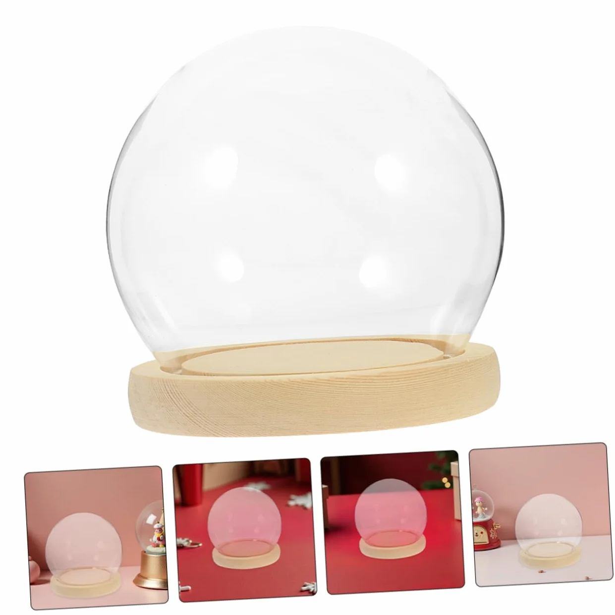Eternal Flower Glass Dome Cloche with Wooden Base Preserved Flower Cover Crystal Display Case for Wedding Christmas Valentines And Easy to Clean Decorative Showcase