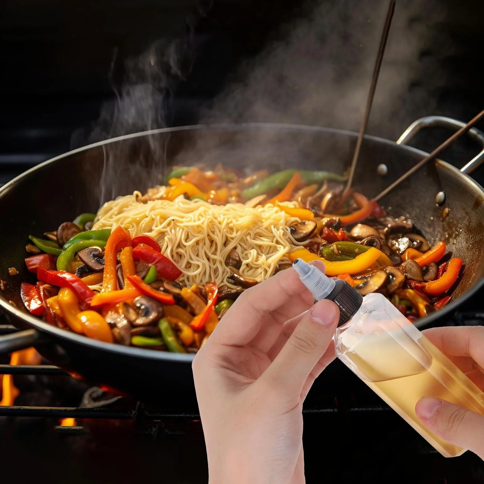 Qianyu 4 butelki do wyciskania, 100 ml, małe butelki z zakrętką, szczelne, na przyprawy płynne, sosy sojowe, ocet, syrop, ketchup, do majsterkowania, kuchni