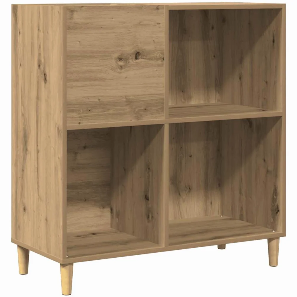 Szafa panelowa, dąb Artisan, 84,5 x 38 x 89 cm, z materiału drewnopochodnego, szafka do przechowywania 200 płyt winylowych LP, ze stabilną płytą górną i drewnianymi nogami