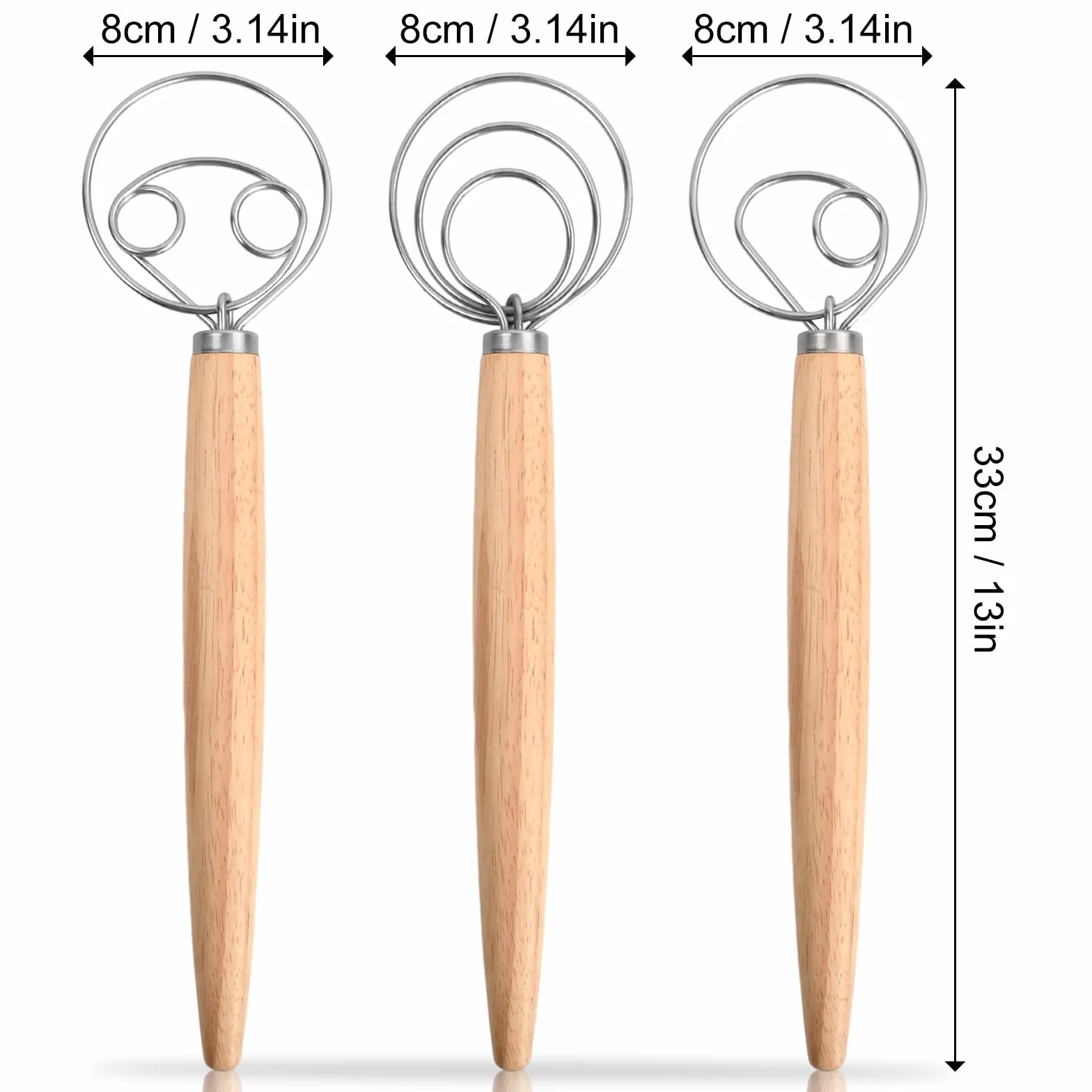 3 sztuki duńskich trzepaczek do ciasta, duński zestaw trzepaczek, mikser do ciasta, 40 cm, ubijaczka do jajek do kuchni, chleba, ciasta, ciast, wypieków
