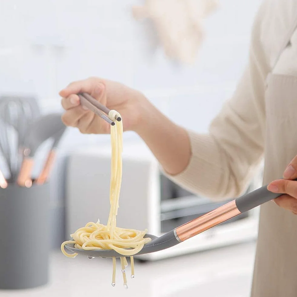 7 w 1 uchwyt silikonowy naczynia kuchenne naczynia z żelem krzemionkowym przybory kuchenne nieprzywierająca patelnia łopatka łyżka szpatułka zestaw narzędzi kuchennych