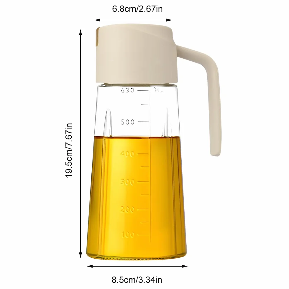 Automatyczna otwierana butelka dozownika oliwy z oliwek, butelka na olej z wylewakiem i automatyczną zakrętką, pojemność 630 ml, szczelna butelka dozująca do kuchni