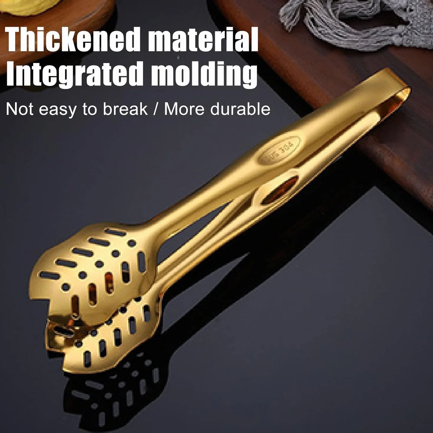 Tissting 4 szt. złote szczypce do serwowania, 25 cm, uniwersalne szczypce kuchenne na wesele, imprezę, do baru, bufetu, 25 cm, ergonomiczny uchwyt, idealne do sałatek, ciast, chleba, steków