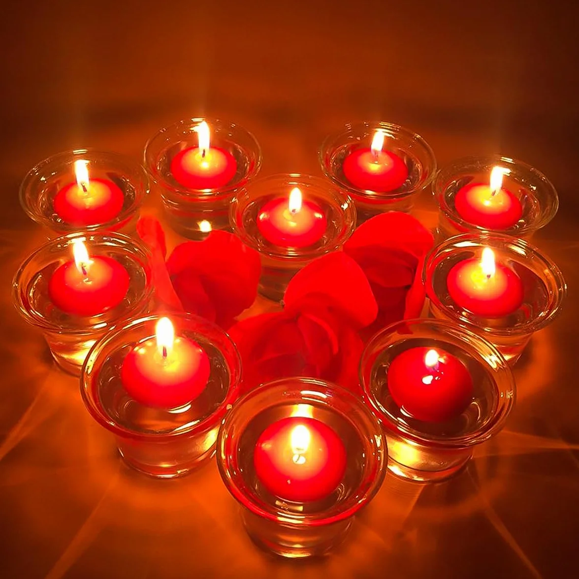 Pływające świece woskowe, białe, 38 sztuk, pływające świece, wodoszczelne świeczki typu tealight, ciepłe świeczki typu tealight na Walentynki, Boże Narodzenie, wesele, kolację (czerwone)