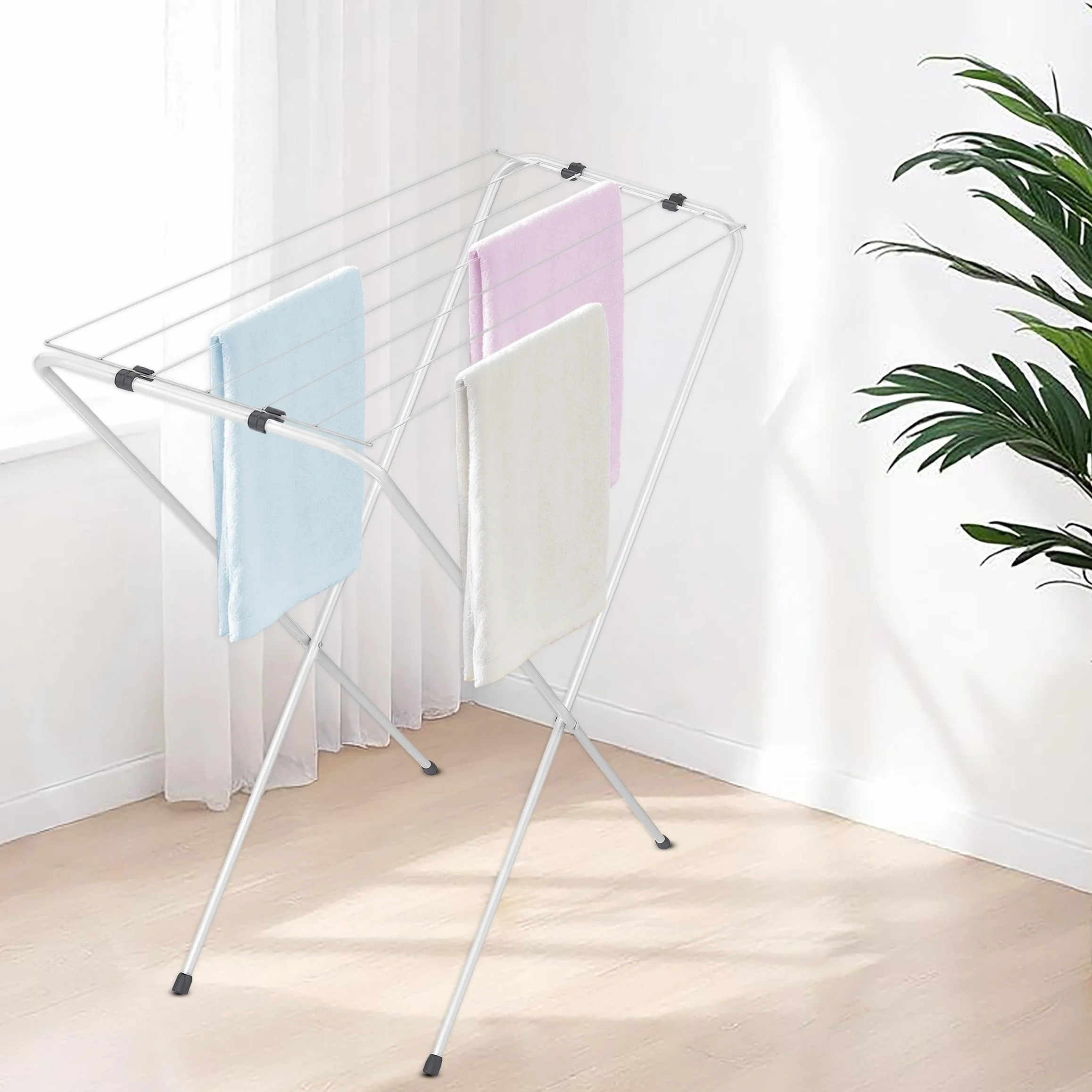 Spetebo Suszarka na pranie, mała, składana, 6 m, długość suszenia – 88 x 83 cm – mini suszarka na pranie zajmuje mało miejsca – suszarka stojąca Solo kompaktowa na balkon, do użytku wewnątrz i na