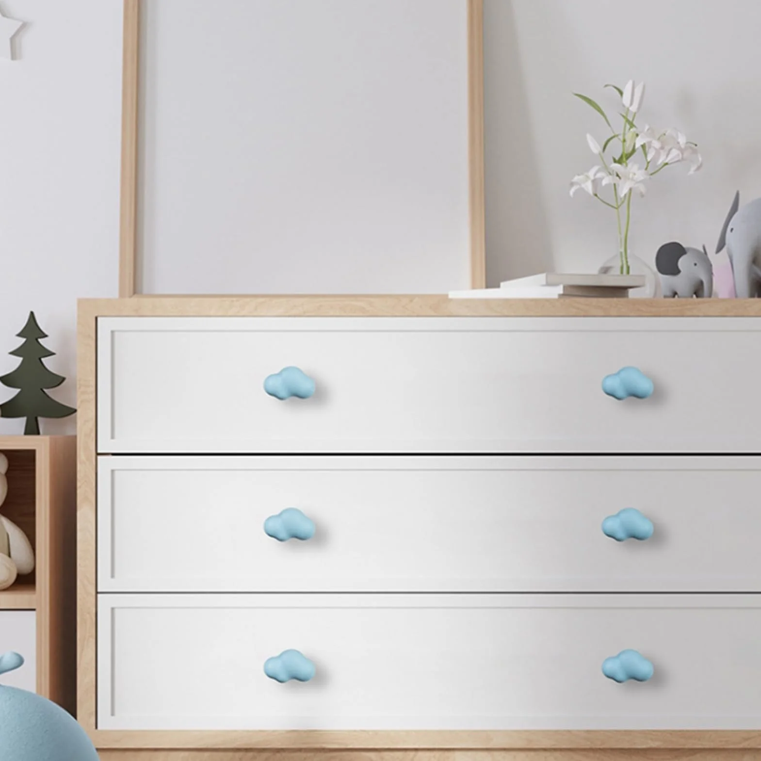 Ceramiczne gałki meblowe do pokoju dziecięcego, 10 sztuk, chmury, uchwyty do szuflad, guziki do szafy, kresówki, gałki do drzwi, dla dzieci, szafy, szuflady, komody