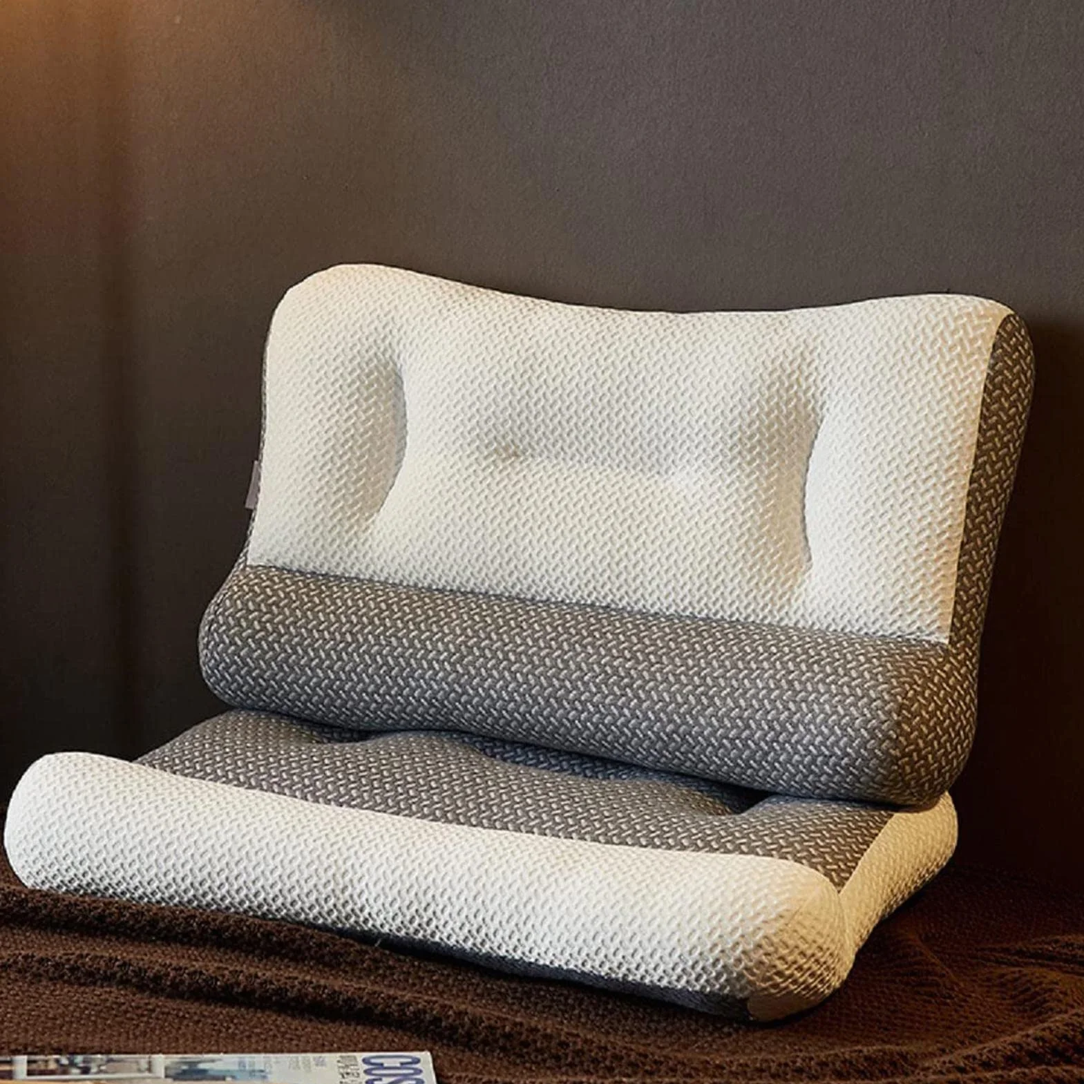 Ergonomiczna poduszka pod kark, ortopedyczna poduszka do spania, szyjna, zdejmowana poduszka podpierająca głowę i kark, dla osób śpiących na boku, plecach, brzuchu