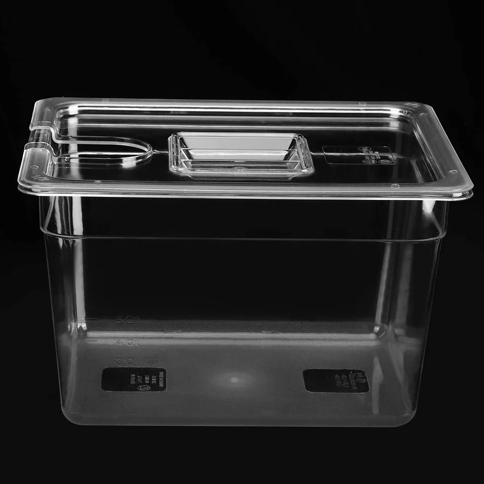 Składany Pojemnik Sous Vide z pokrywą na Zawiasach 11L pojemność 265x325x200mm Rozmiar Spożywczy PC materiał do Cyrkulatora Kuchenka Kulinarna