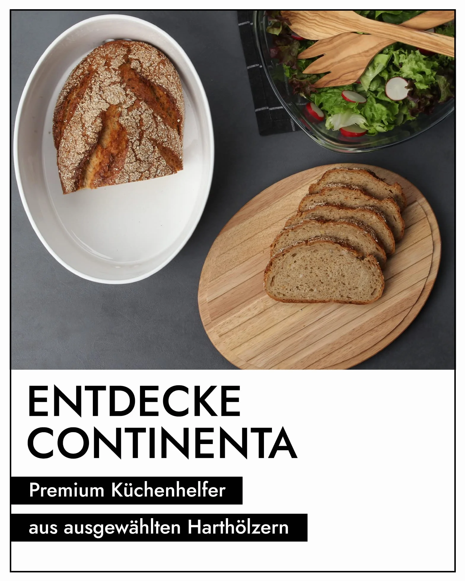 CONTINENTA Ceramiczny chlebak, z praktycznymi otworami wentylacyjnymi, zapobiegającymi wysychaniu i pleśni, wykonany ręcznie w Portugalii, czarny (36 x 23 x 13,5 cm)