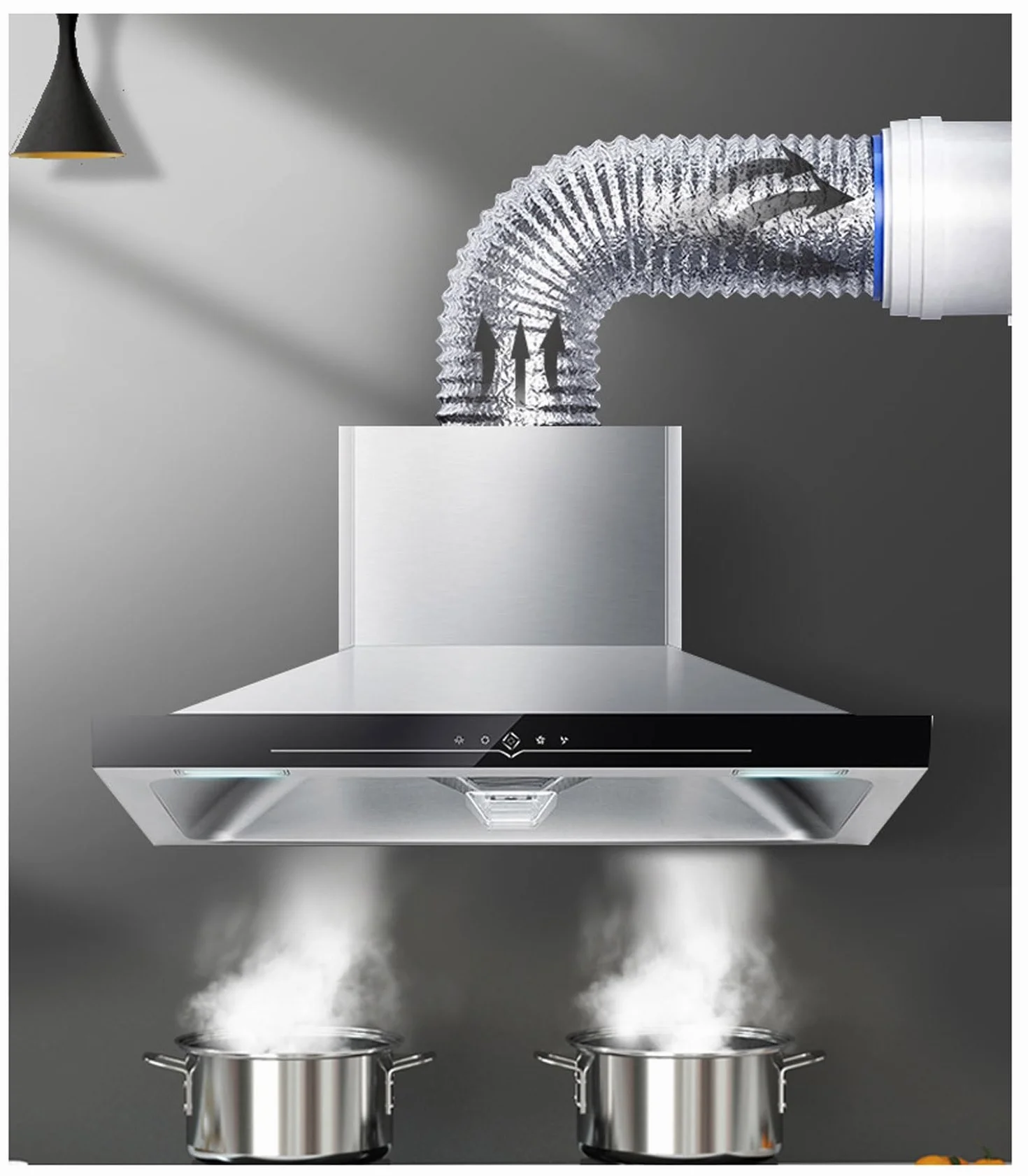 przewód z folii aluminiowej, Zestaw przewodów elastycznych z folii aluminiowej do suszarki o średnicy 4 cali i 2 zaciskami(1.5m,200mm)