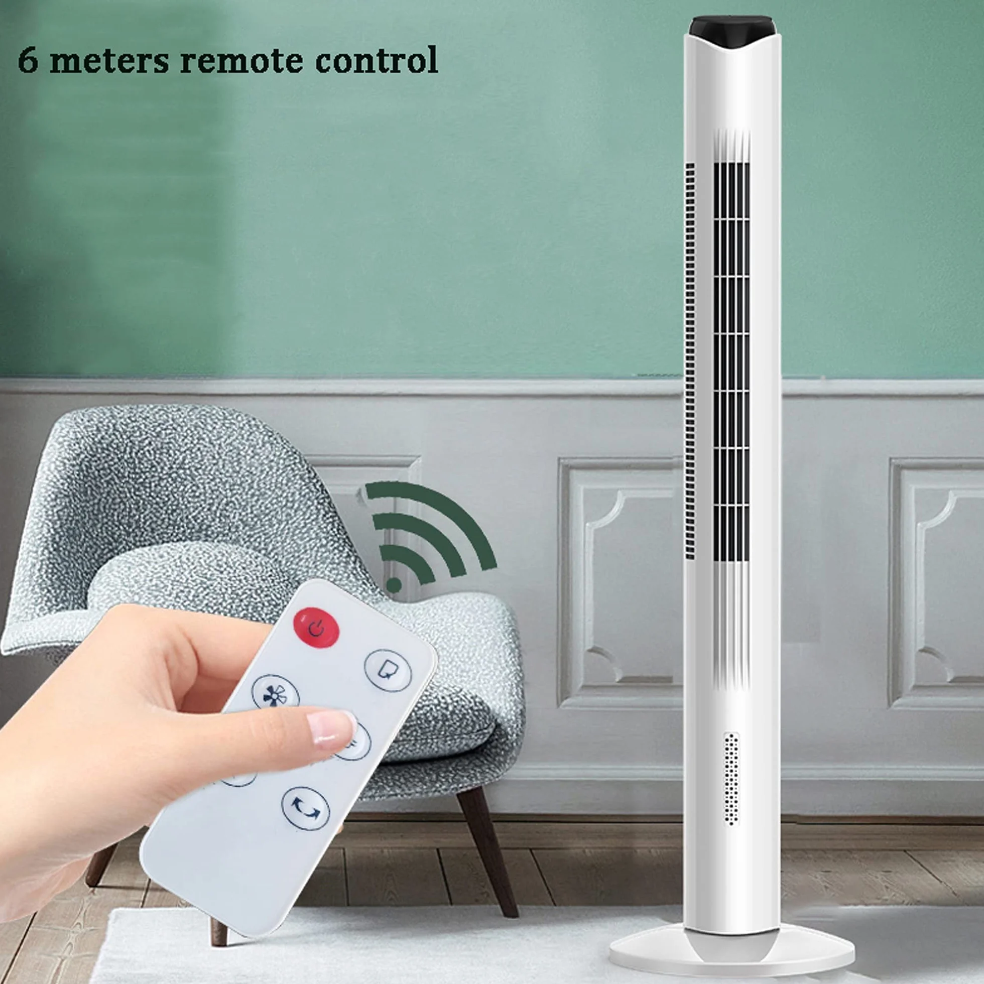 WENJUN Wentylator kolumnowy z pilotem zdalnego sterowania, 3 ciche poziomy prędkości, moc 45 W, funkcja obrotowa, oscylacja, wentylator kolumnowy, 80 cm, mobilny wentylator