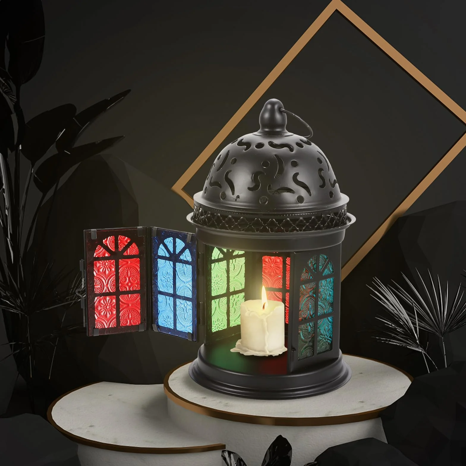 PRETYZOOM Retro lampa wiatrowa w stylu europejskim świecznik na parapecie latarnia dekoracyjna latarnia do wnętrz vintage świecznik metalowy żelazny tealight ślub