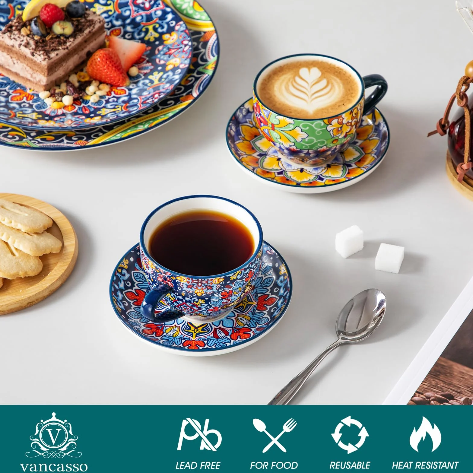 Vancasso SIMI filiżanki do cappuccino ze spodkami, zestaw 6 sztuk