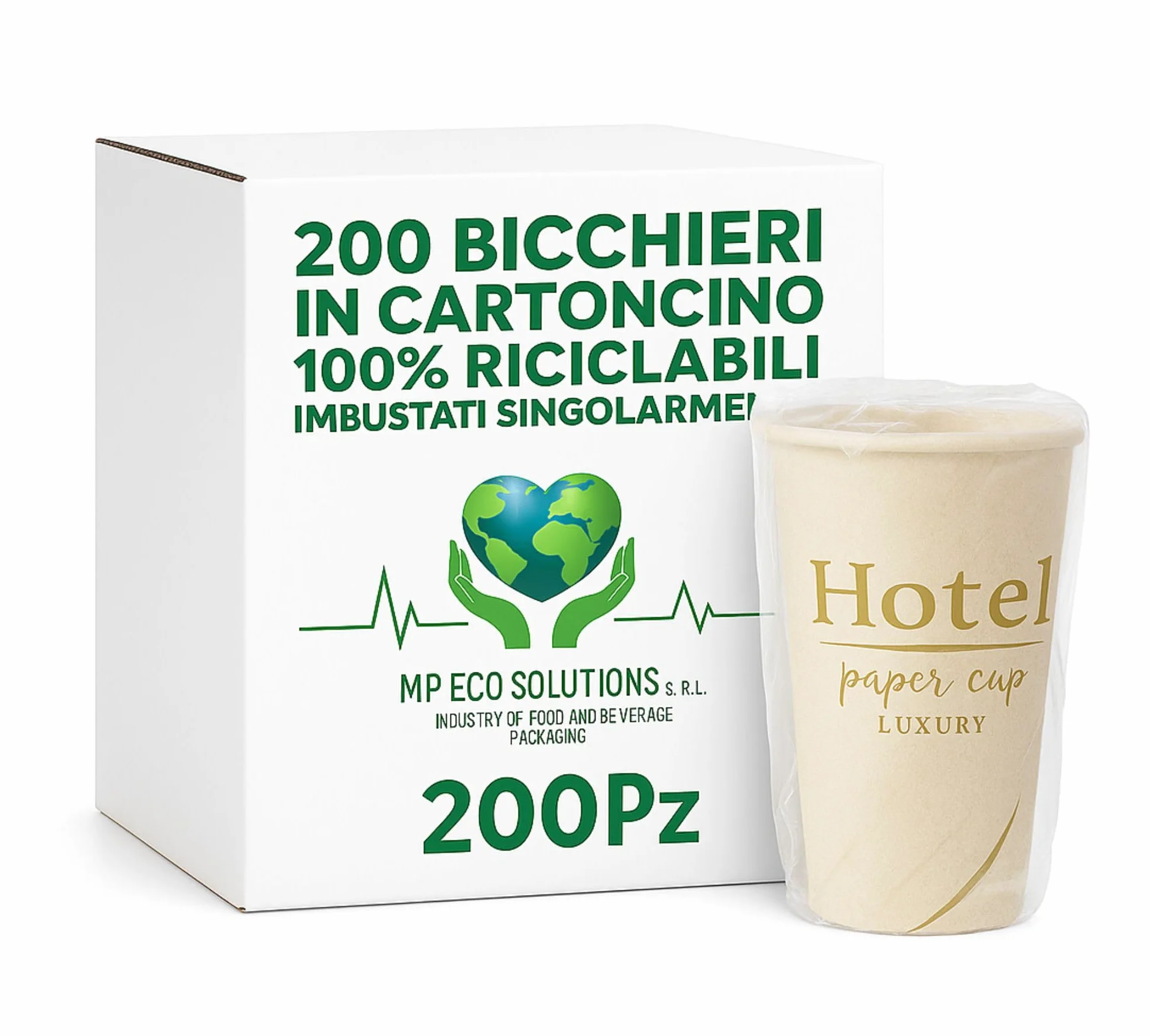 Generico Mecup Jednorazowe papierowe kubki pojedynczo pakowane jednorazowe kubki gorące i zimne napoje do hotelu lub b&b (200, HOTEL)