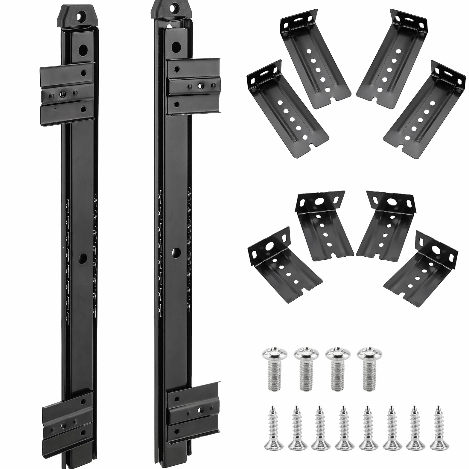 1 para (zestaw 2 szt.) 350 mm wysuwana pó?ka na klawiatur?, wysuwana szuflada na klawiatur?, prowadnice z ?o?yskiem kulkowym, do klawiatury, myszy, laptopa, czarna ze ?rub?