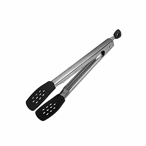 Szczypce kuchenne Szczypce ze stali nierdzewnej, z silikonowymi końcówkami, do serwowania bufetów, ciast, grillowania, rozmiar: 29,5 * 4,5 cm