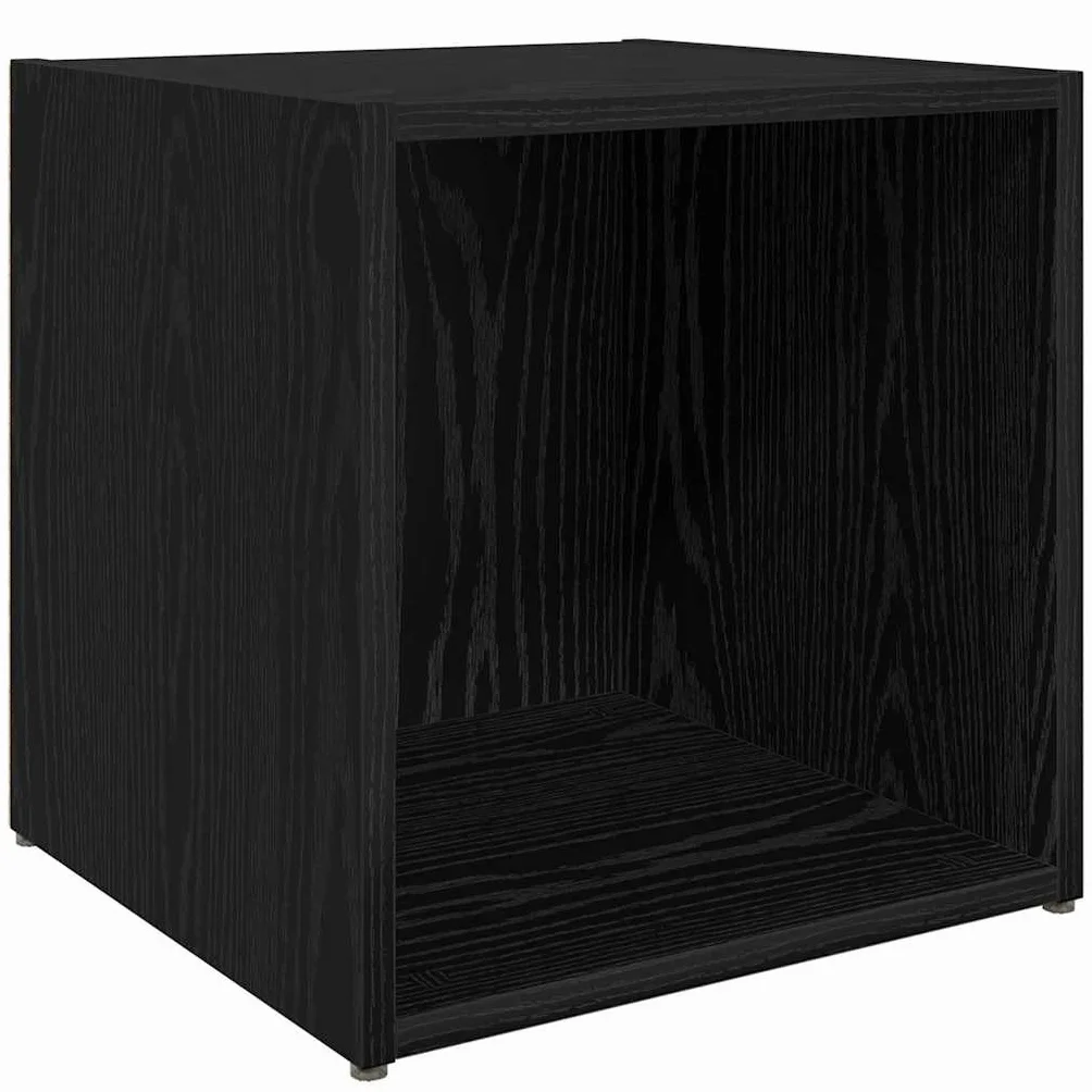 Szafka TV, czarna, materiał drewnopochodny, zestaw 4 sztuk, 37 x 35 x 37 cm, nowoczesne centrum rozrywki, konsola TV do salonu, sypialni
