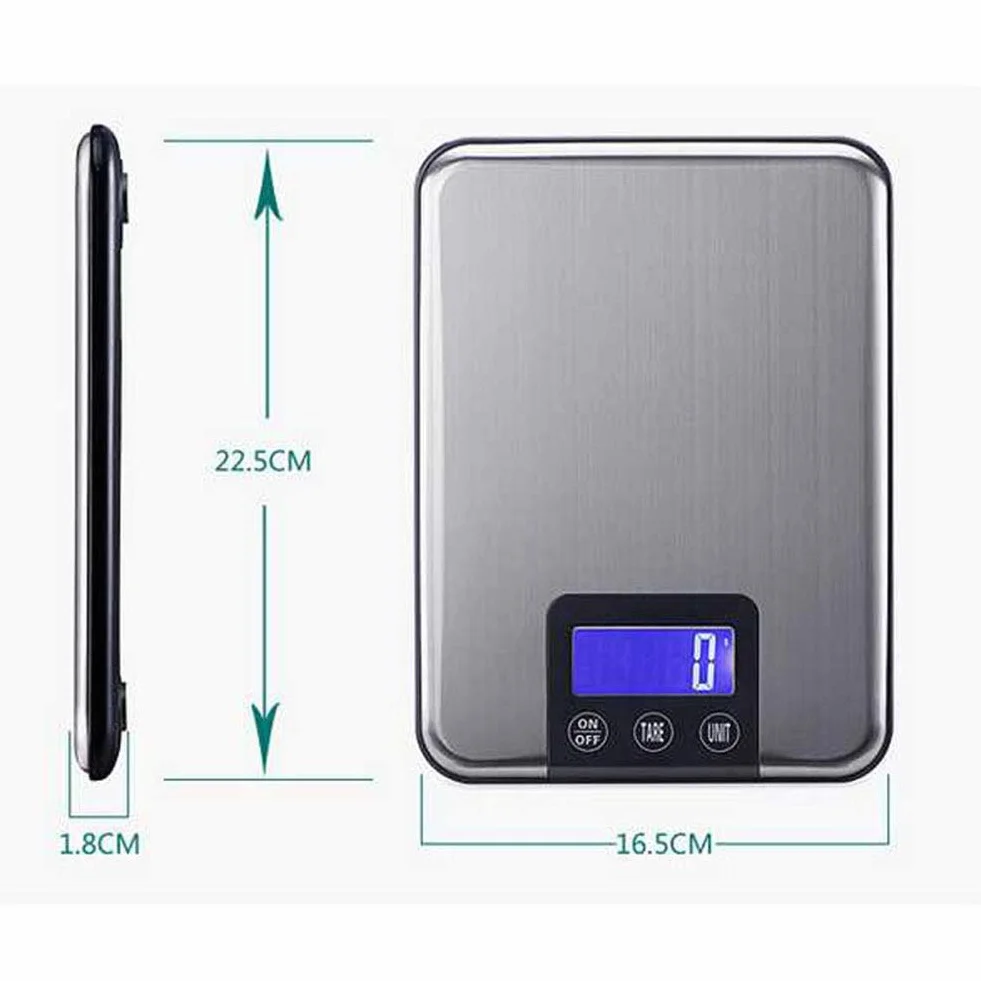 Cyfrowa waga kuchenna, precyzyjna waga kuchenna, elektroniczna waga z wyświetlaczem LCD, waga tarowa i funkcja PCS, 5 kg, 10 kg, jeden kolor - 5 kg/(10 kg/1 g)