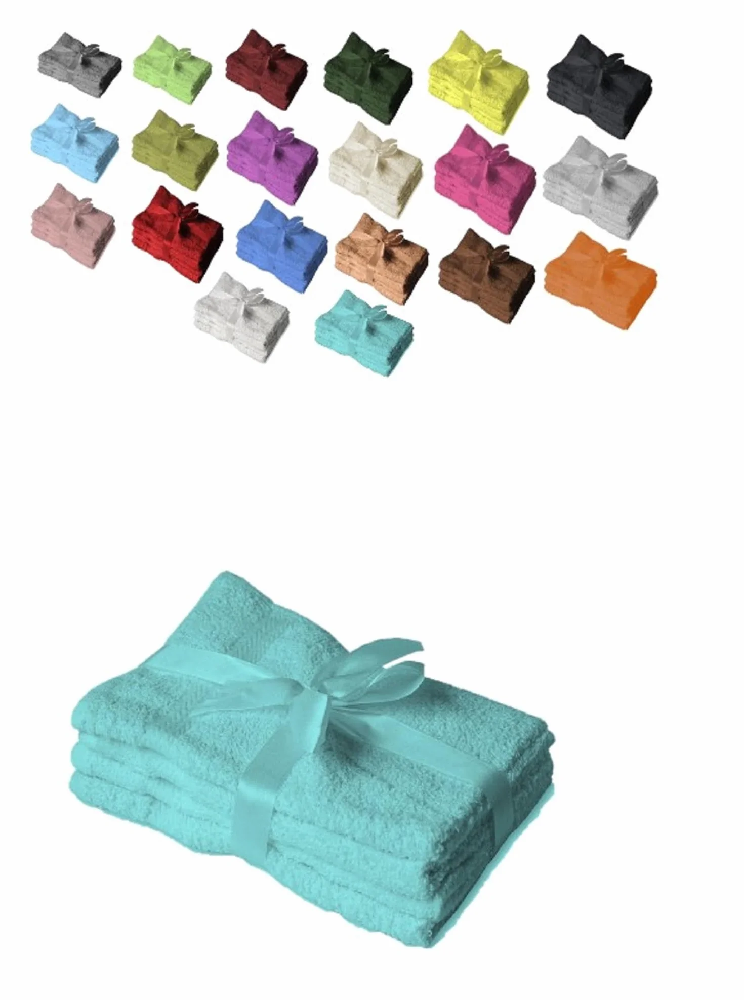 EXKLUSIV HEIMTEXTIL Seria ręczników w zestawie z kokardką marka ręczniki dla gości zestaw 4 szt. 30 x 50 cm turkusowy
