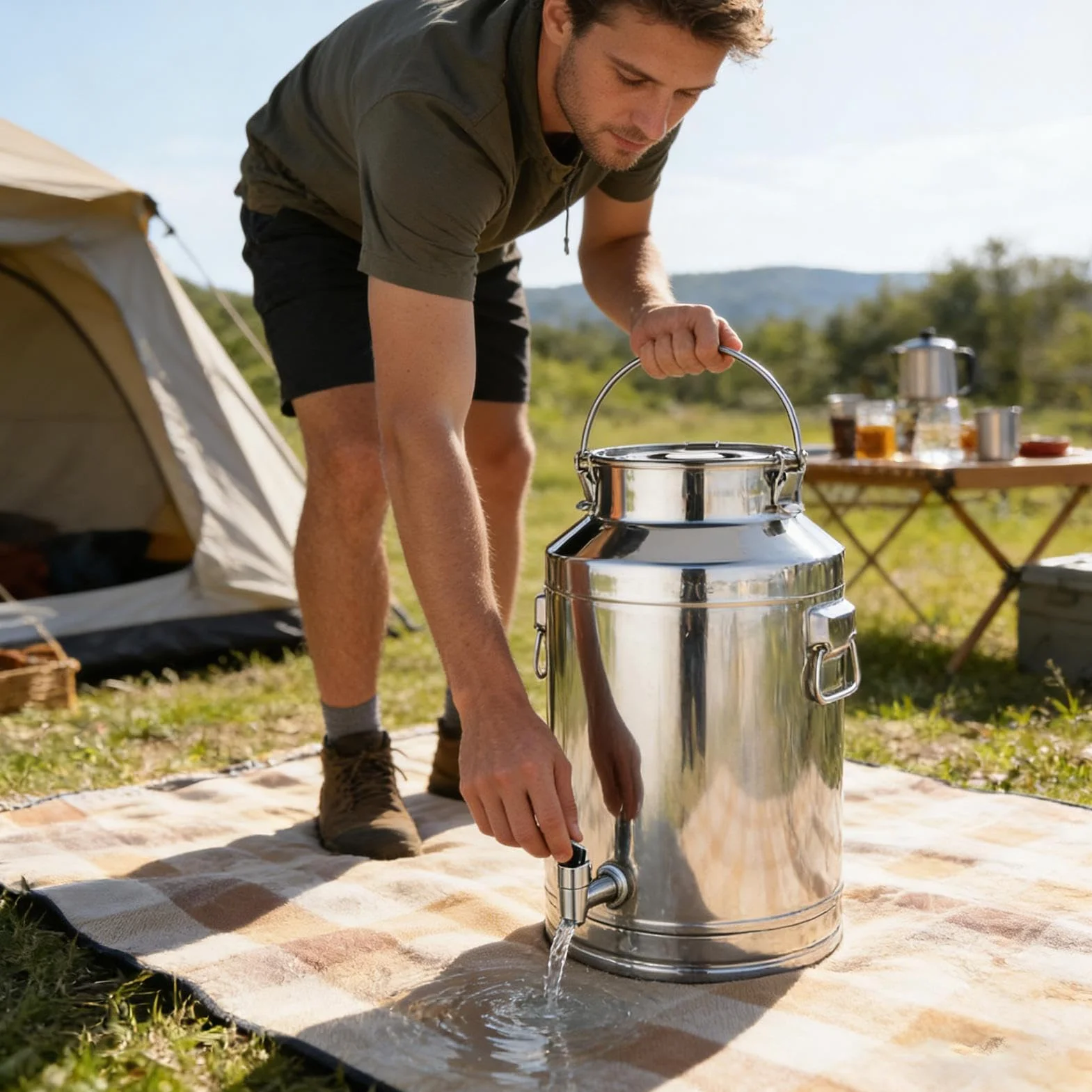 Pojemnik do przechowywania oleju ze stali nierdzewnej, 5 l, 9 l, 14 l, hermetyczna stal nierdzewna | Pojemnik do przechowywania do gospodarstwa domowego, na kemping i wędrówki do przechowywania mleka, W