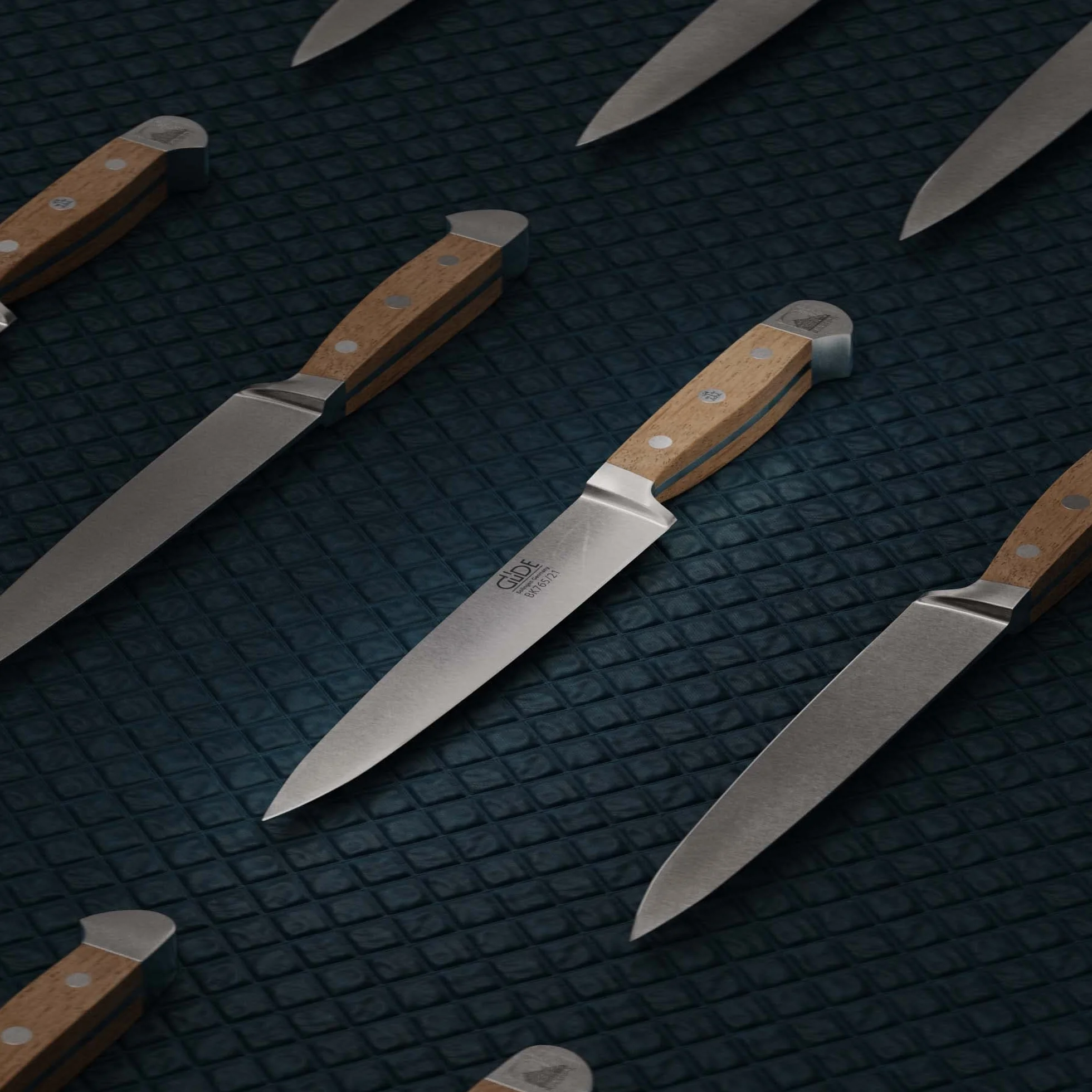 GÜDE Solingen - Nóż do szynki, kuty, 21 cm, dąb Balkhauser Kotten, ALPHA-BALK - Nóż do wędlin, podwójny trzpień, Ręcznie robiony w Niemczech