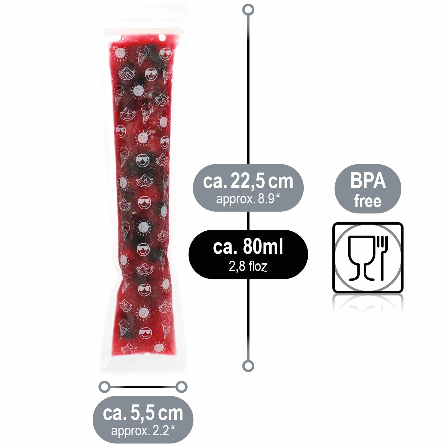 COM-FOUR® 120x Worki na lód 80 ml - mini torebki do zamrazarki - woreczki na domowy lód wodny - worek na lód w kiju z zamkiem blyskawicznym (120 sztuk - przezroczysty rozek do lodów wodnych)