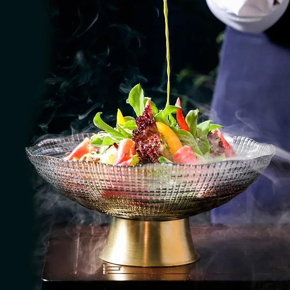 Miska do serwowania sałatek Szklana miska Miska do sałatek Szklana miska do sałatek Jedzenie Sztućce Zastawa stołowa Wysoka szklana miska Sashimi Warzyw Plateround Bowl Miska Sałatkowa(S)