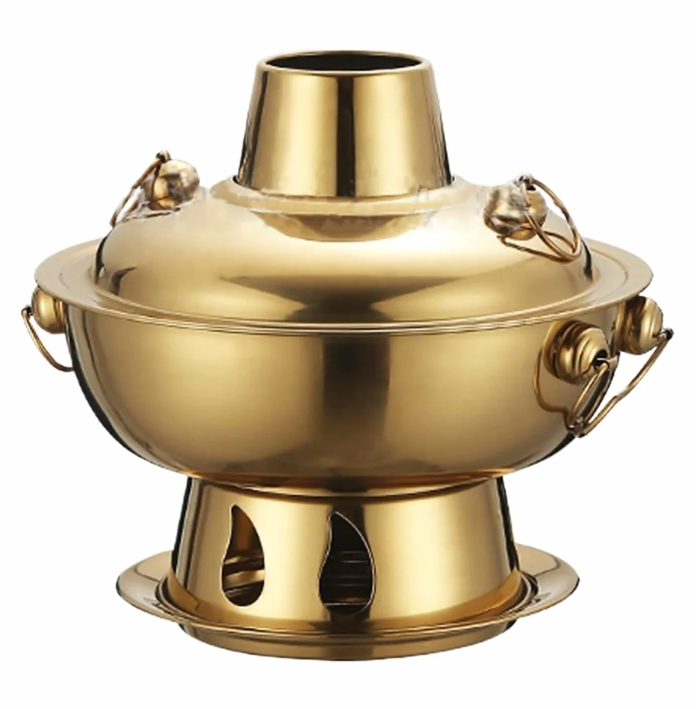 Pot Vintage Shabu, gorący garnek ze stali nierdzewnej - vintage chiński garnek do gulaszu dla rodziny, domu i spotkań - trwałe złote naczynia kuchenne, idealne do pysznych posiłków