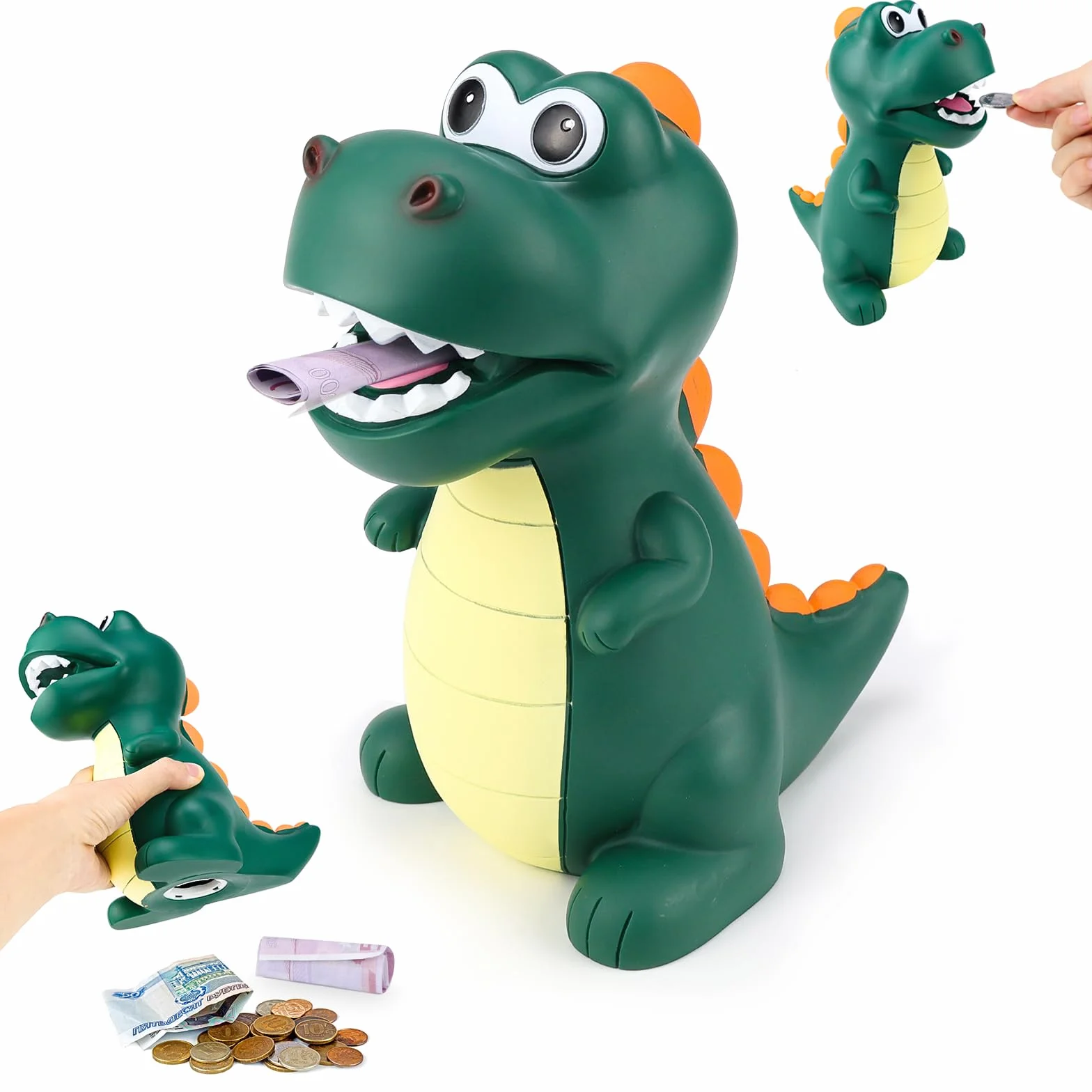 CHRI Dinozaurowa skarbonka dla dzieci Dino świnka oszczędnościowa dla chłopców i dziewczynek Dinozaur skarbonka z bezpiecznego materiału PVC do dekoracji, zabawki, prezent