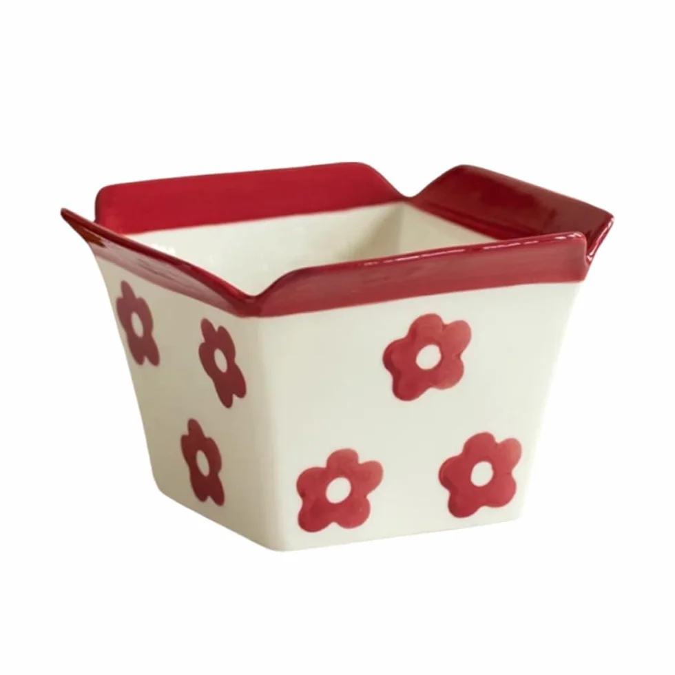 Ceramiczna miska na przekąski, urocza, odporna na ciepło konstrukcja w paski do popcornu, sałatki, deserów, jogurtu, płatków śniadaniowych, lodów, makaronu błyskawicznego - idealna do serwowania