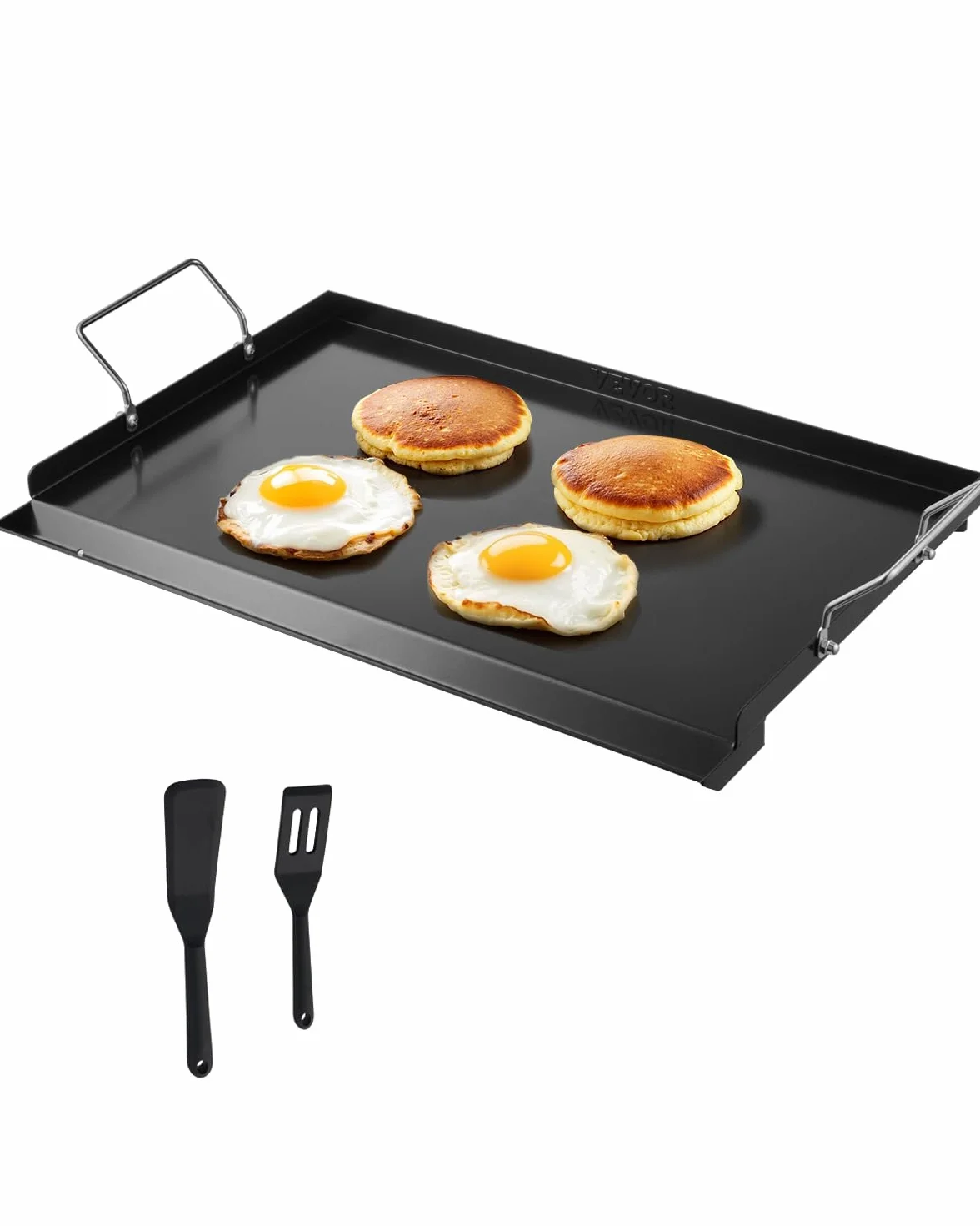 VEVOR Uniwersalny wytrzymały grill ze stali węglowej prostokątny 606 x 360 mm z płaską powierzchnią, żelazko gazowe do grillowania, przenośne rodzinne przybory kuchenne z uchwytem, duża powierzchnia