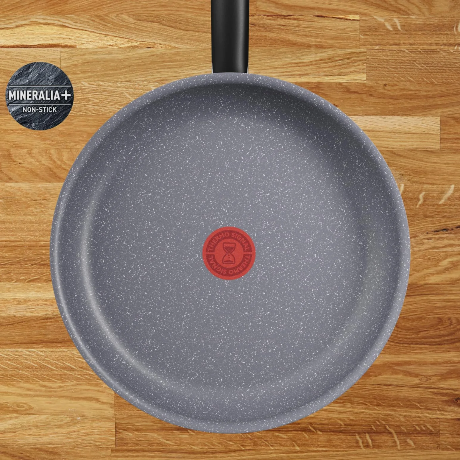 TEFAL G28090 Zestaw patelni Natural On, 20/24/28 cm, nieprzywierająca, mineralna powłoka, wskaźnik Thermo Signal, Grube dno Thermo Fusin, do wszystkich kuchenek, szary