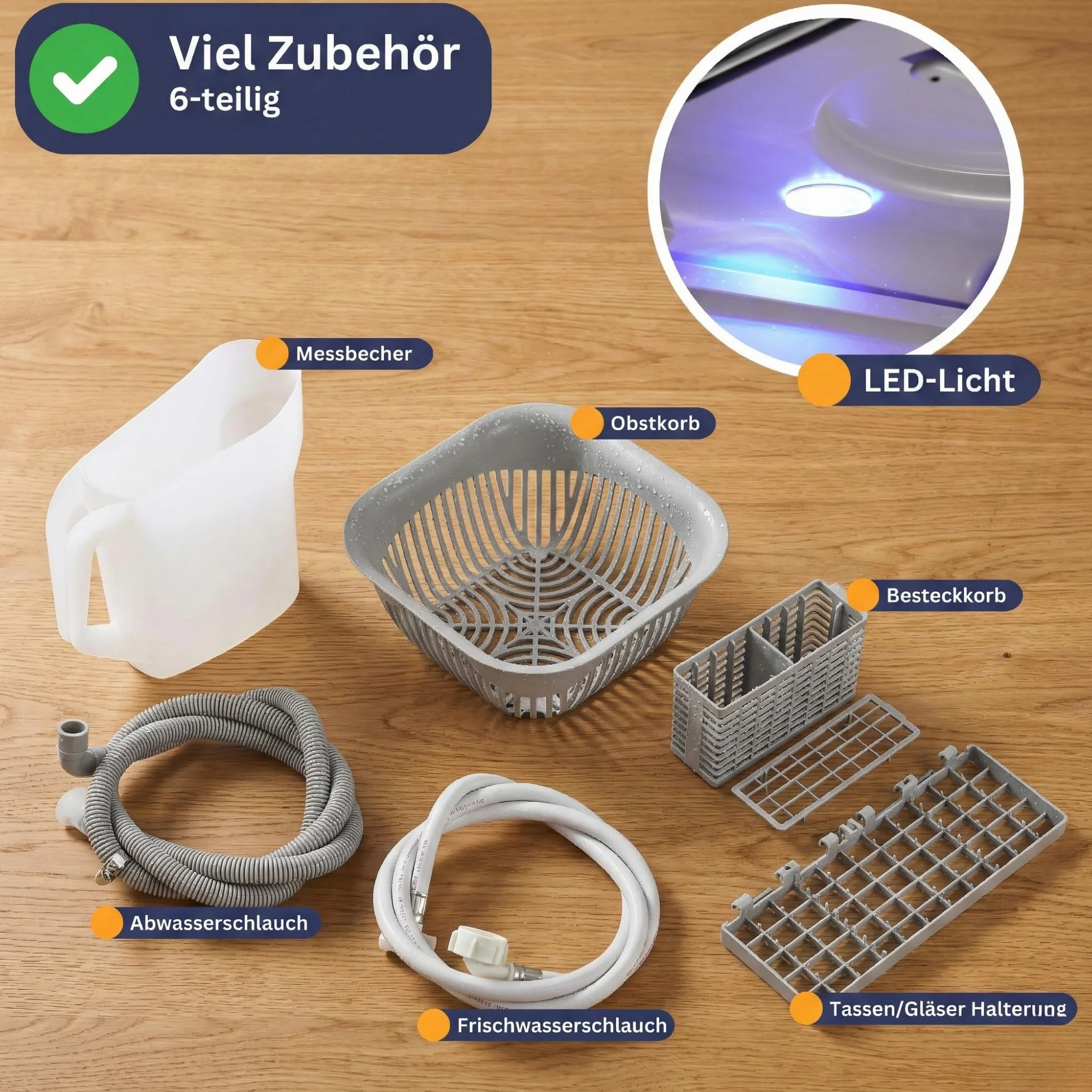 Sommertal Zmywarka stołowa SP5 Dual – mini zmywarka do naczyń lub zmywarka stołowa z 6 programami prania, pokrywa czyszczenia 360°, elastyczne zaopatrzenie w wodę – na kemping i do kampera