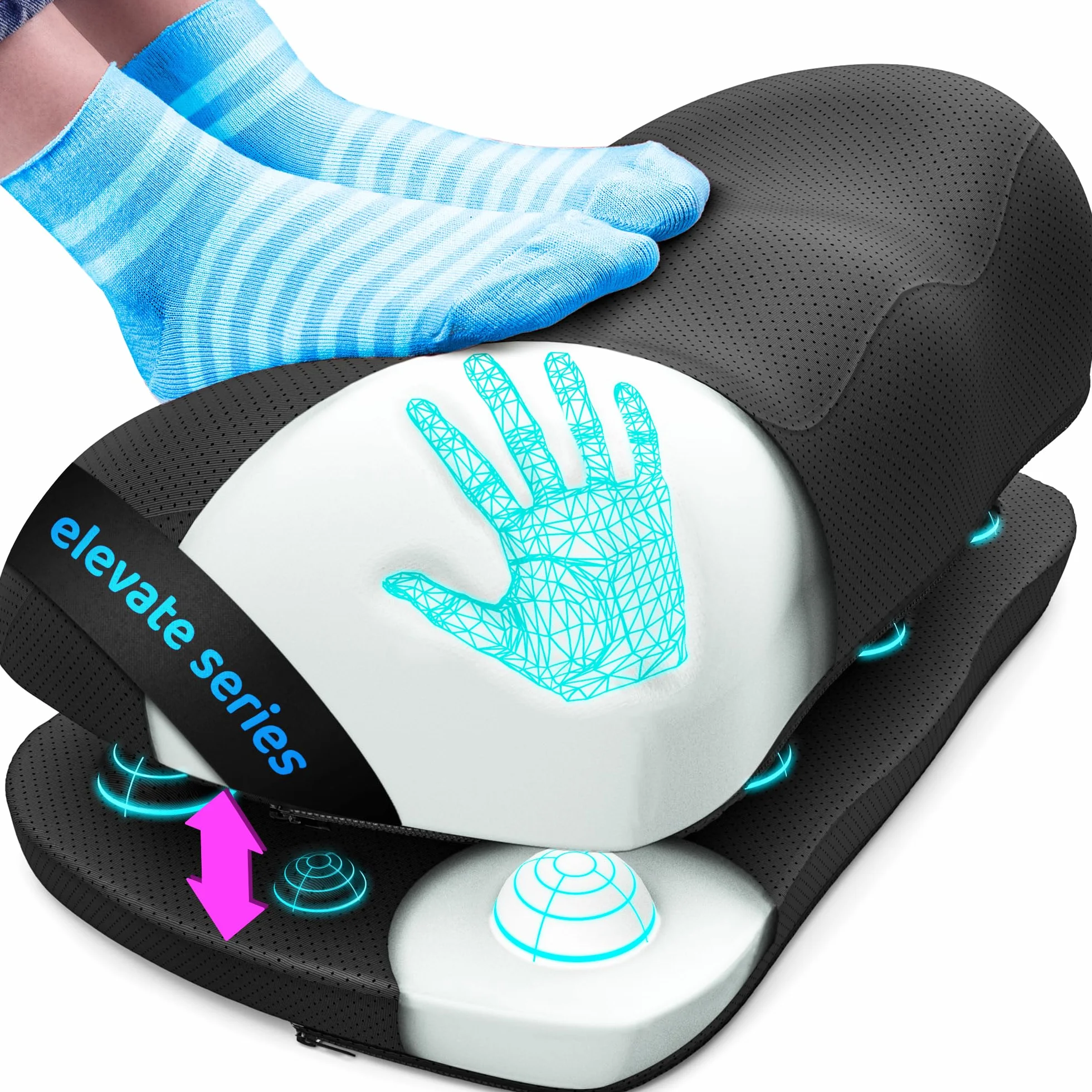 Everlasting Comfort Podnóżek z pianki memory pod biurko w pracy z węzłami punktowymi – ergonomiczny podnóżek do domu i biura, akcesoria do podparcia stóp, akcesoria gamingowe, antypoślizgowy, zmywalny
