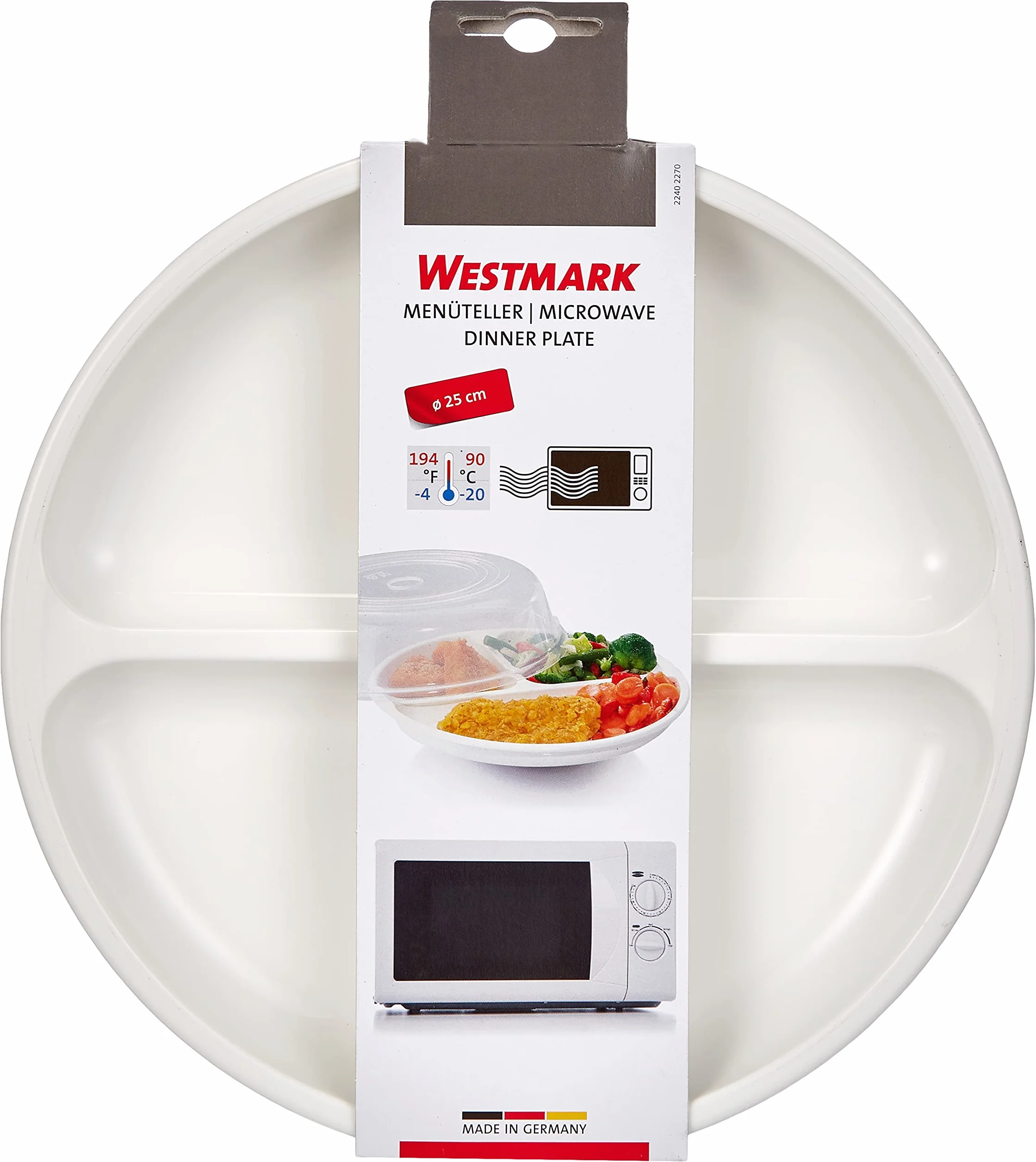 Westmark Talerz obiadowy do mikrofalówki, 3 oddzielne części, ø 25 cm, tworzywo sztuczne, Kolor: biały, 22402270