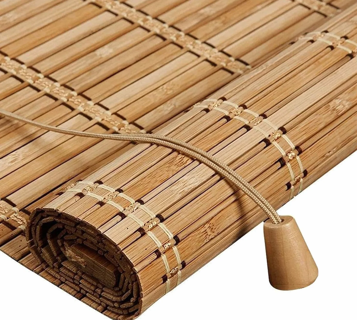 Roleta bambusowa w stylu retro, 50-140 cm szerokości, roleta rzymska, z mechanizmem bocznym, naturalna roleta drewniana, ochrona przed słońcem, na drzwi i okna, możliwość dopasowania (130 x 230 cm)