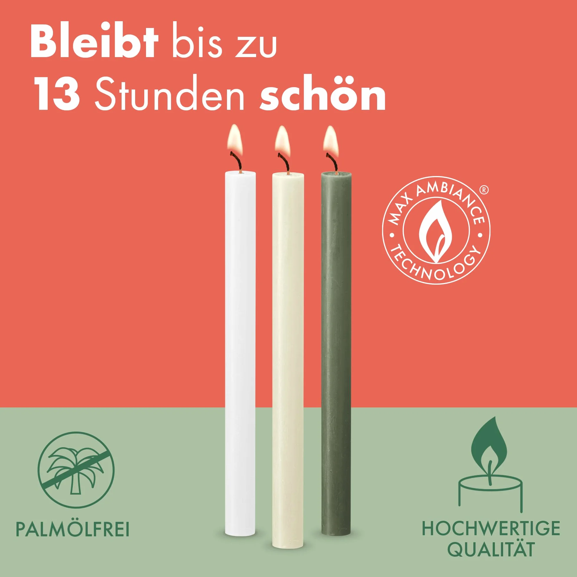 Bolsius - Rustykalne świece – beżowe – 9 sztuk – 27 x 2,3 cm – długość palenia 13 godzin – bezzapachowe – zawierają naturalny wosk roślinny – bez oleju palmowego