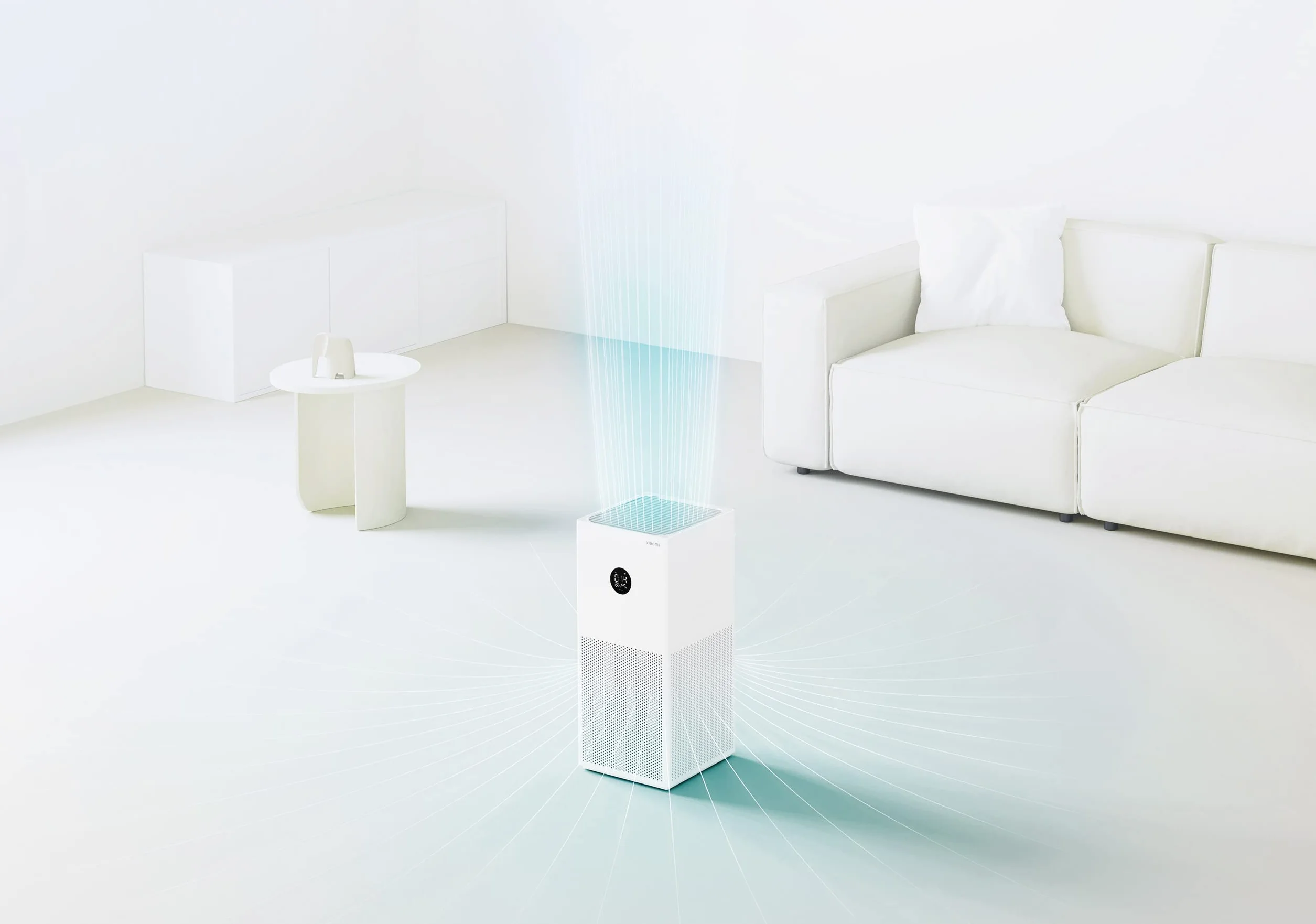 Xiaomi Smart Air Purifier 4 Lite, oczyszczacz powietrza Smart 4 Lite, sterowanie głosem, ekran dotykowy, wyświetlacz OLED, generator negatywów, czujniki o doskonałej precyzji, Biały
