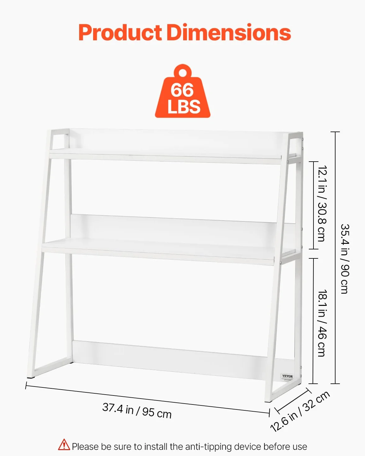 VEVOR Regał na książki na biurko 2-poziomowy organizer do przechowywania 95x32x89 cm