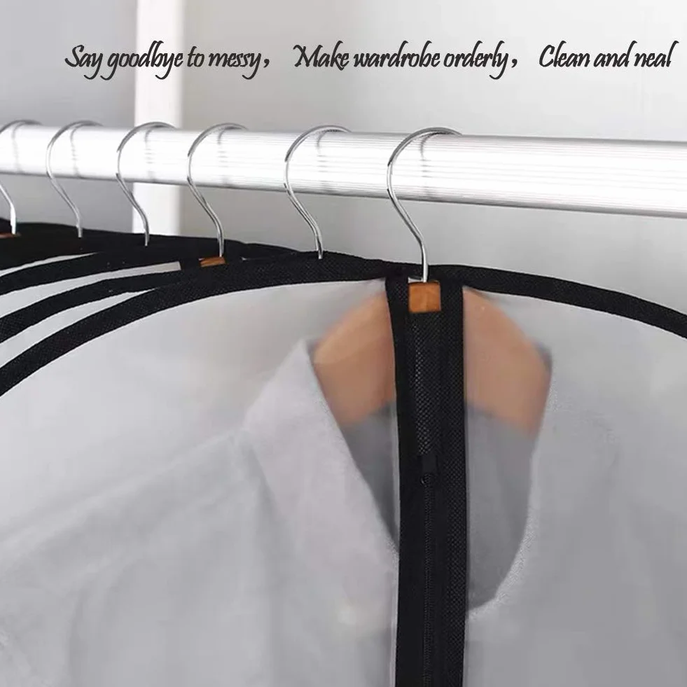 HomeClean Wiszące torby na ubrania 12 sztuk oddychające pokrowce PEVA z zamkiem błyskawicznym czarne