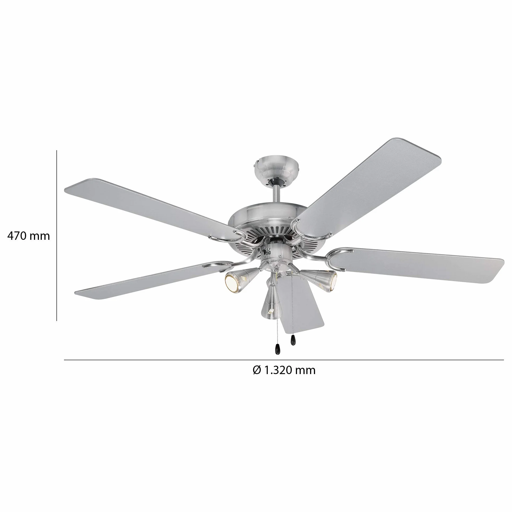 ProfiCare Wentylator Sufitowy PC-DVL 3078 5-Skrzydłowy 132 cm 60 W Stal