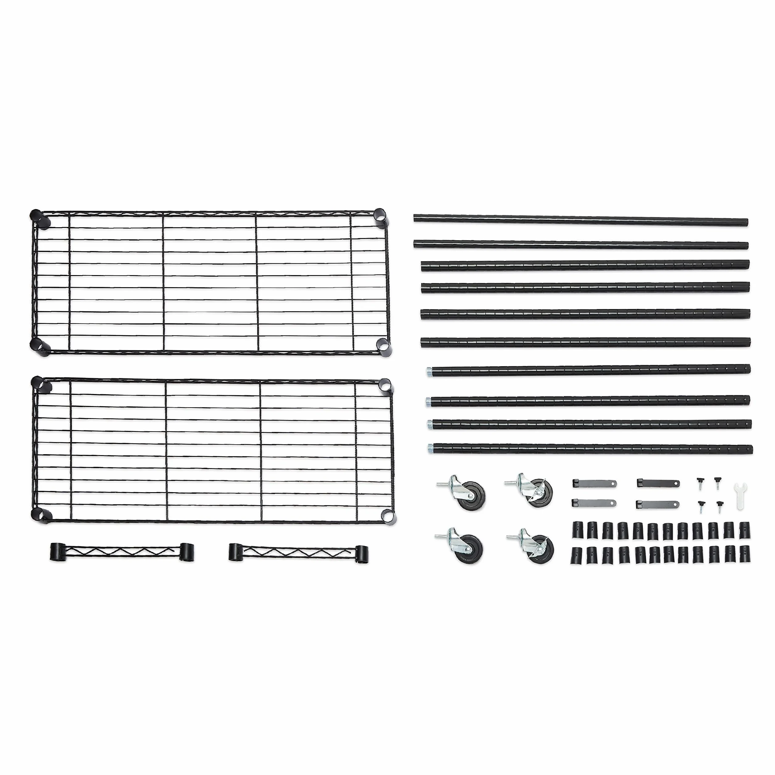 Amazon Basics Regulowany wieszak na ubrania z dwoma drążkami, stojak na kółkach, czarny 91x35,5x183 cm