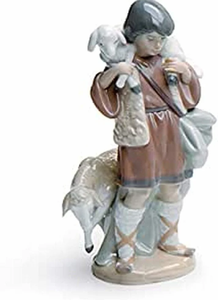 LLADRÓ Figurka Młody Pasterz Do Szopki. Figurka z Porcelany Pasterz (Szopka). Figurka dekoracyjna. Porcelana luksusowa.