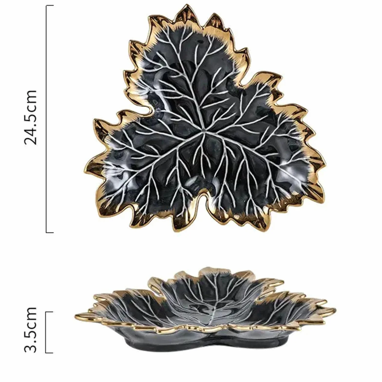 Zestaw 2 porcelanowych talerzy deserowych, w kształcie liścia, wielofunkcyjne naczynia smakowe, pęknięcie lodu, glazura, talerzyki na sosy, talerz na ocet, talerz sałatkowy, talerz przyprawowy do kuchni, na przyjęcie urodzinowe, szary, duży
