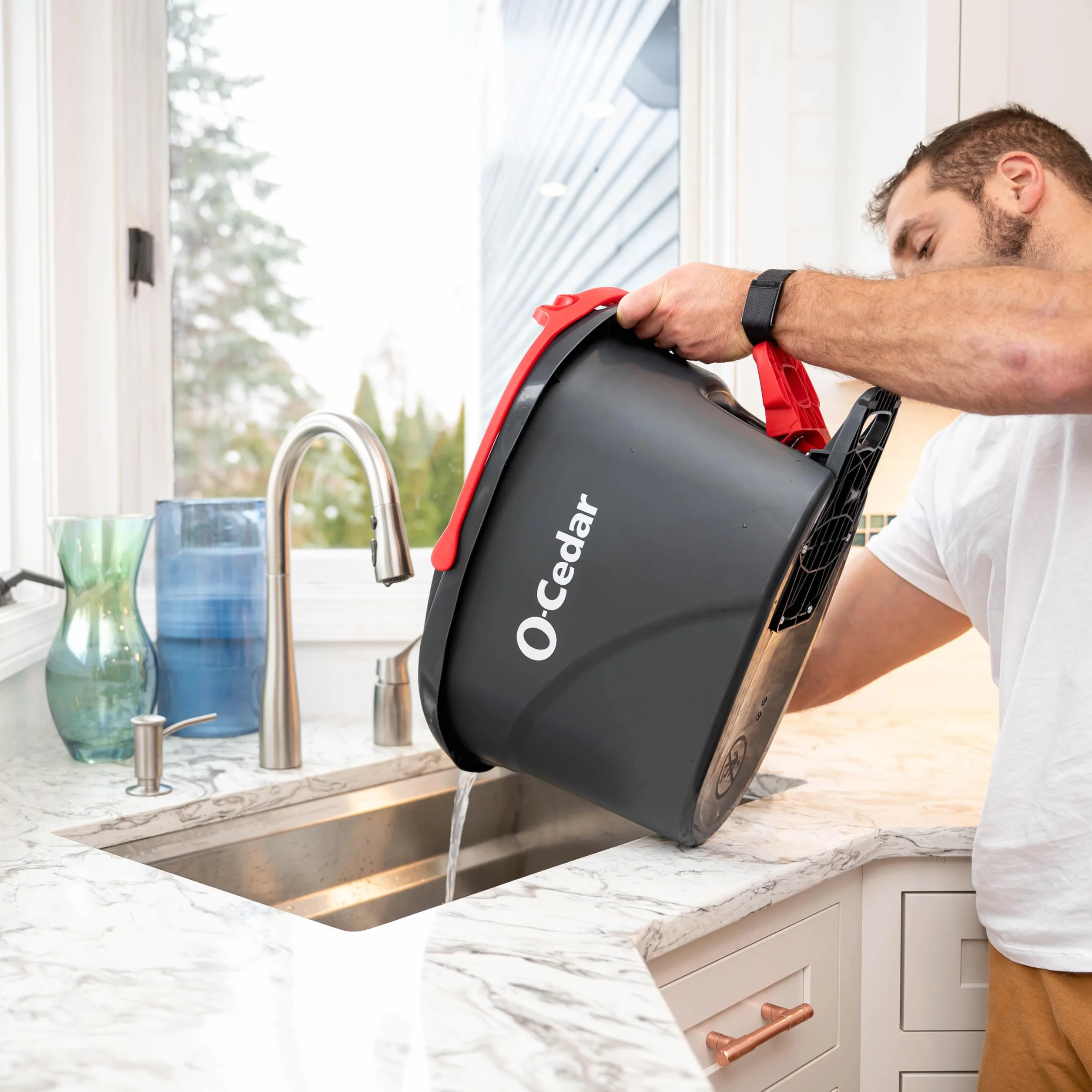 O-Cedar EasyWring Spin Mop z Mikrofibry, Czerwony/Szary z Dodatkowym Uzupełnieniem