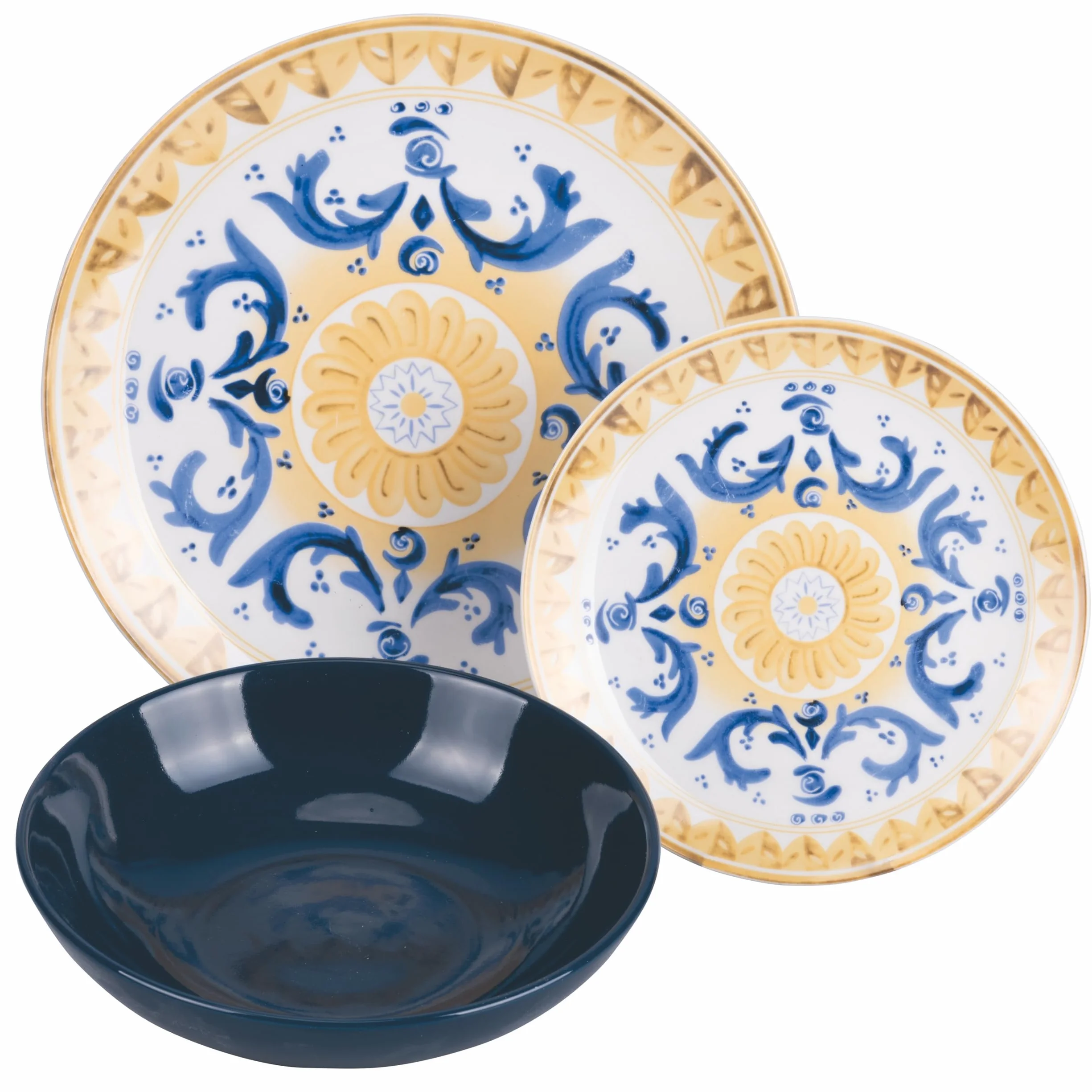 18-częściowy serwis obiadowy z porcelany i kamionki, 6-osobowy zastawa stołowa, Sycylia
