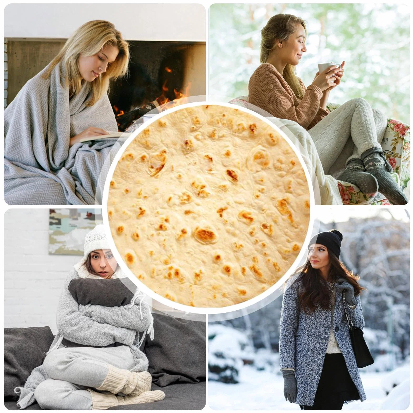 Koc do rzucania i owijania, miękki aksamitny koc Taco, duży okrągły burrito owijany dla dorosłych i dzieci, realistyczny tortilla taco