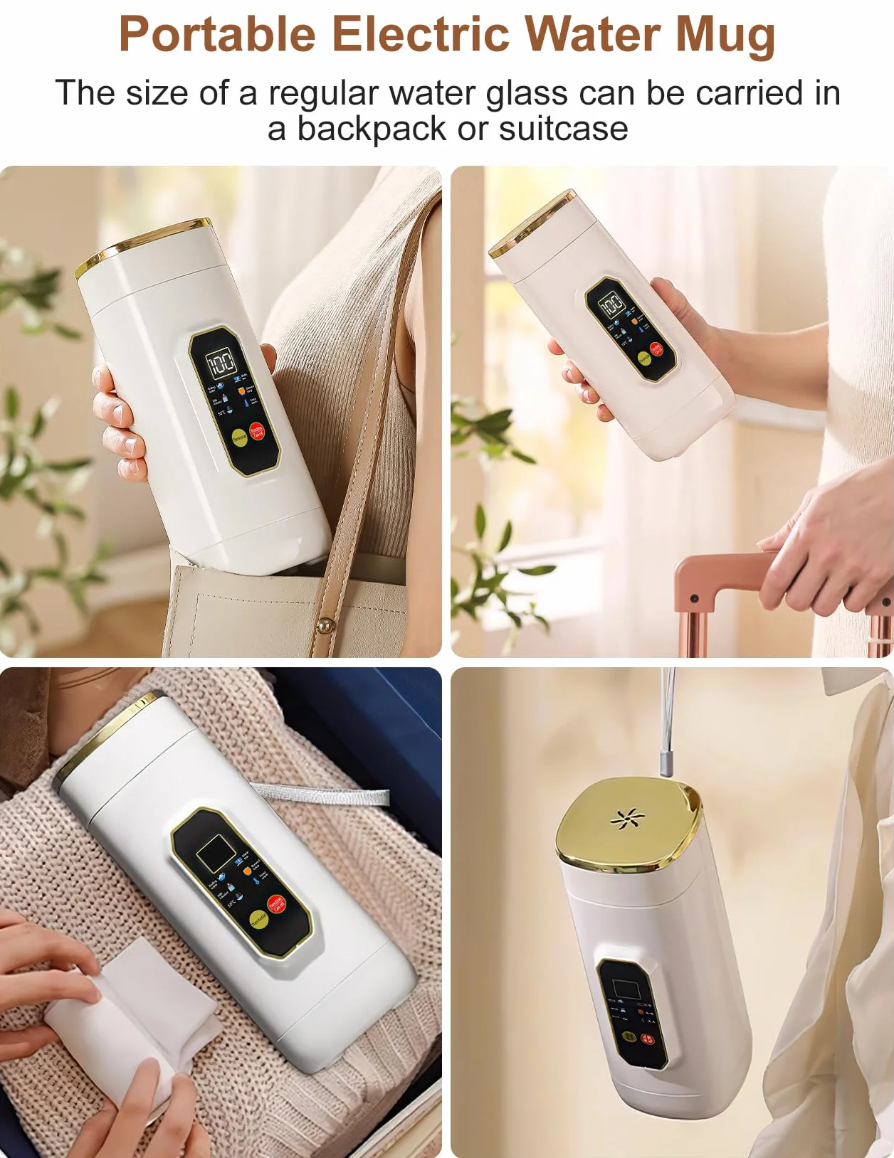 Mały Czajnik Podróżny, 450 ML Mini Czajnik z 6 Ustawieniami Temperatury Wyświetlacz LED Temperatury w Czasie Rzeczywistym Przenośny Czajnik Elektryczny do Herbaty, Mleka dla Niemowląt, Kawy