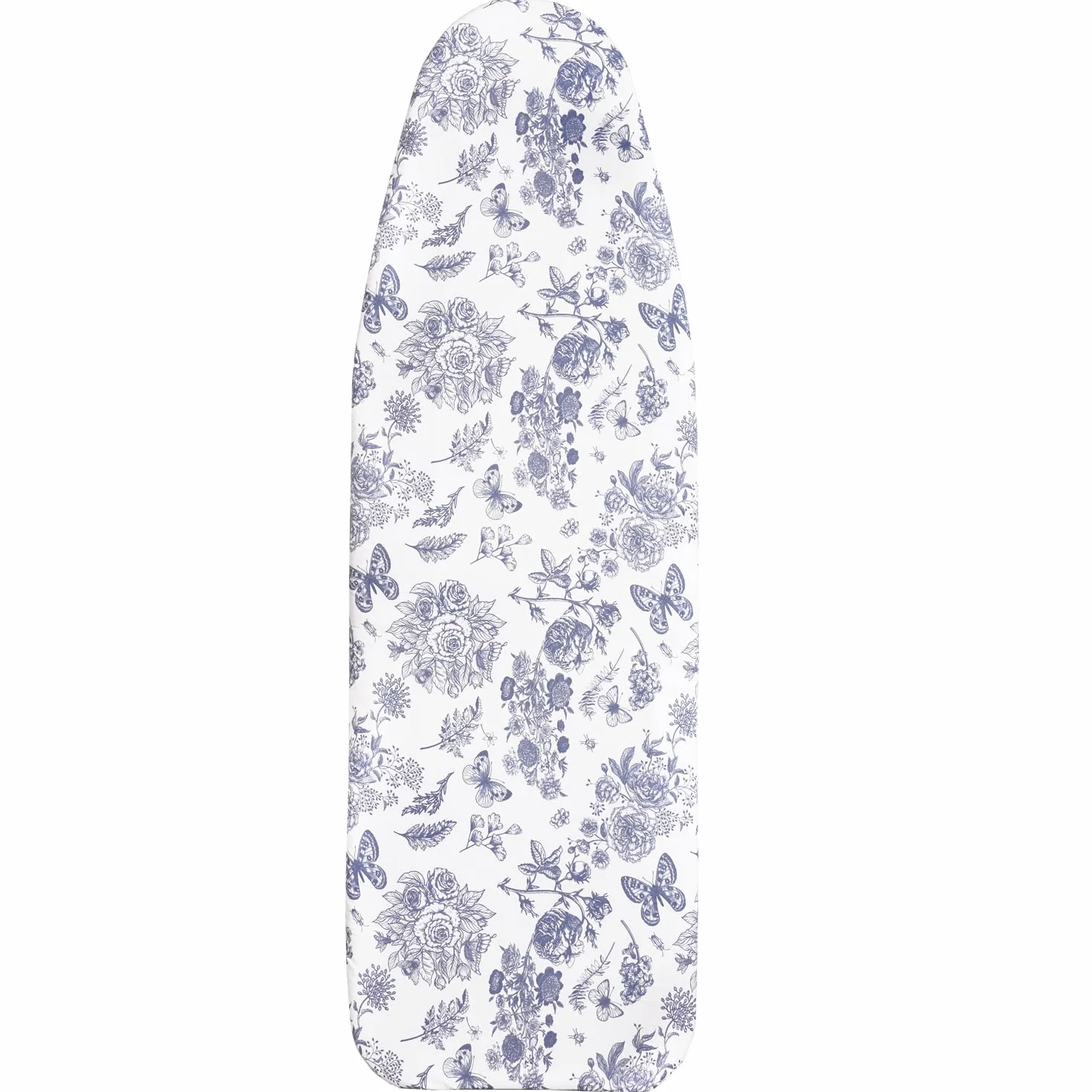 Duży pokrowiec na deskę do prasowania 150 x 55 cm, szeroki pokrowiec na deskę do prasowania z wyściółką filcową o grubości 6 mm, sznurek ściągający, zapięcia na rzepy, nadruk kwiatowy i