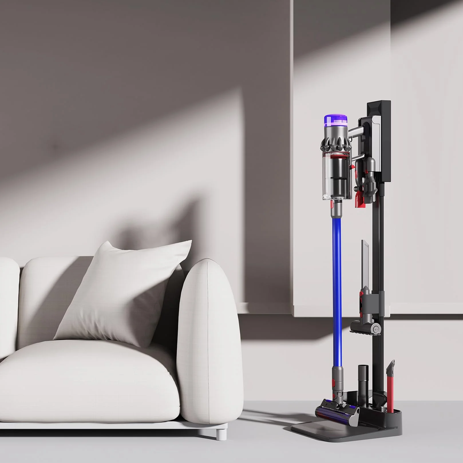 MOOPHY Stojak próżniowy kompatybilny z Dyson V15 V12 V11 V10 V8 V7, stabilna stacja dokująca do przechowywania, kompatybilna z ręcznym bezprzewodowym odkurzaczem Dyson i akcesoriami i mocowaniami